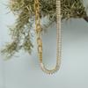 South Korea Dongdaemun cold wind design zircon splicing necklace bracelet earrings set simple