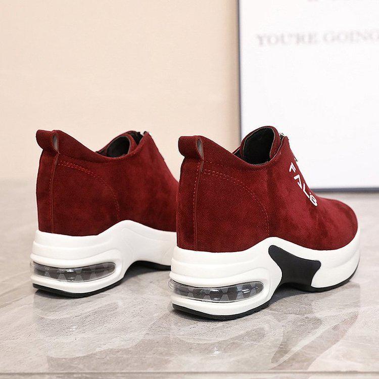 Dámské podzimní 2020 semišové tenisky na zip v korejském stylu se silnou podrážkou