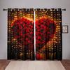 2-delt rose kjærlighet hjerte gardin valentinsdag tema rød romantisk blomster gull stjernelys stue soverom vindusdekor