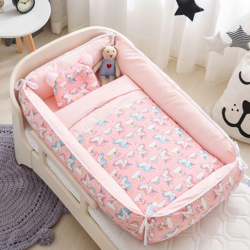 Foldable Portable Baby Crib: Anti-Pressure, Anti-Startle Pure Cotton Sleeping Bed