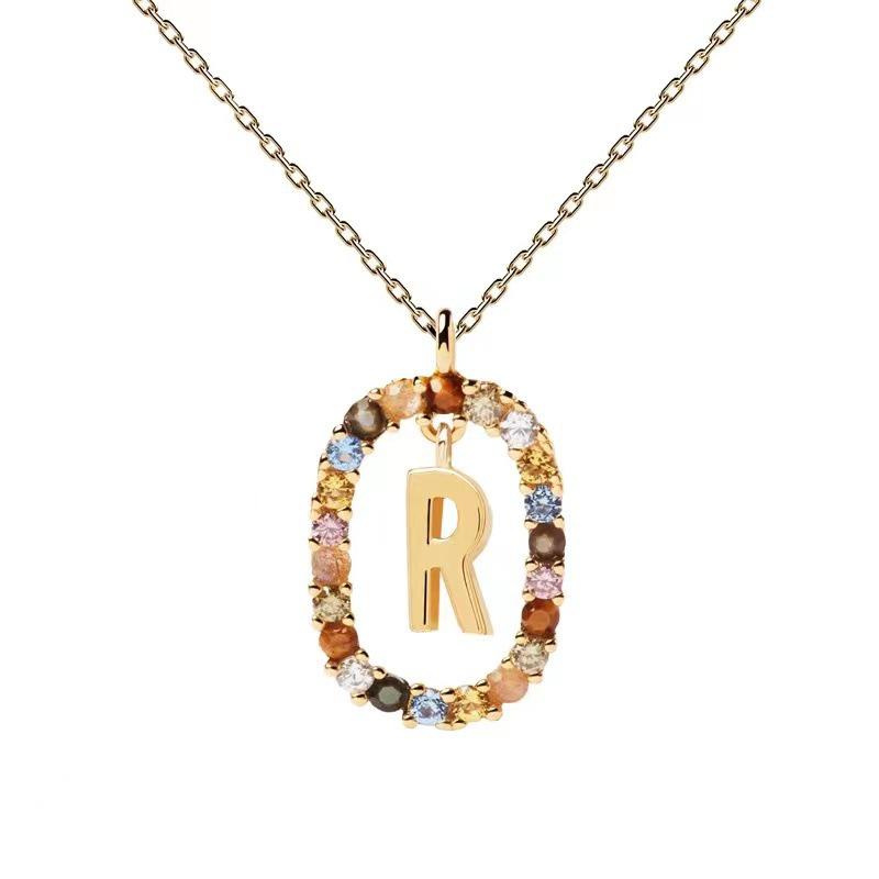 European & American Spanish Zircon Alphabet Necklace - Stylish Clavicle Chain Pendant