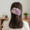 Elegant Flower Banana Clip Resin Women Ponytail Holder Shark Clip Purple Mesh Vertical Clip  Party