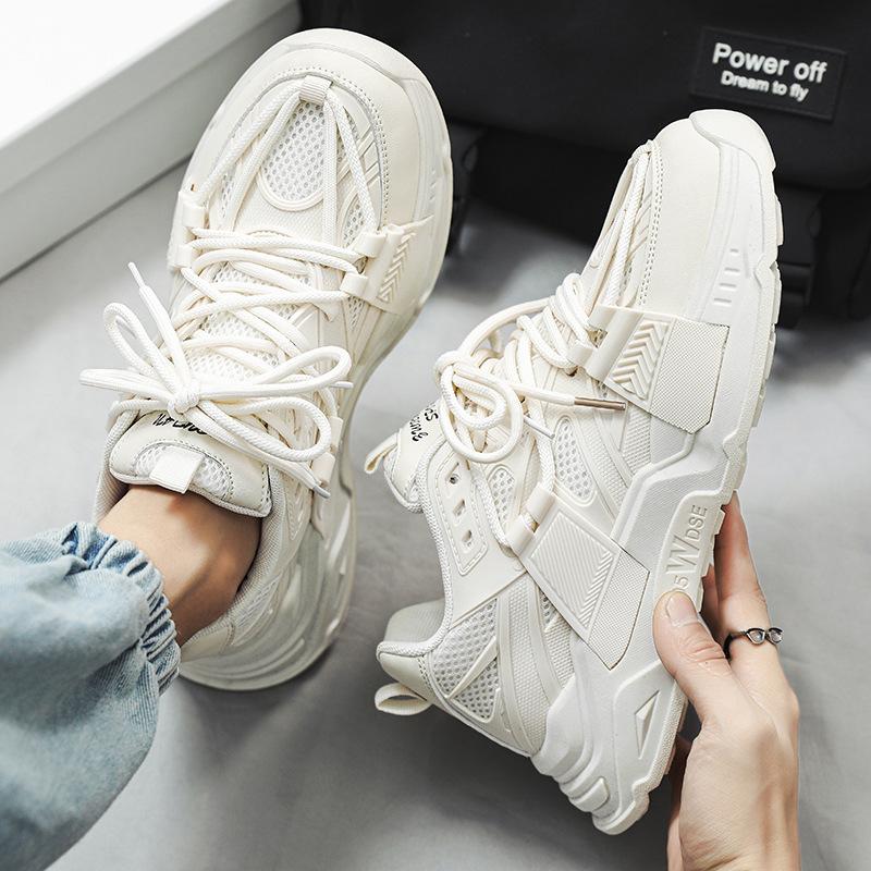 Men's shoes spring new versatile mesh breathable dad shoes men's casual youth thick-soled sports little white tide shoes