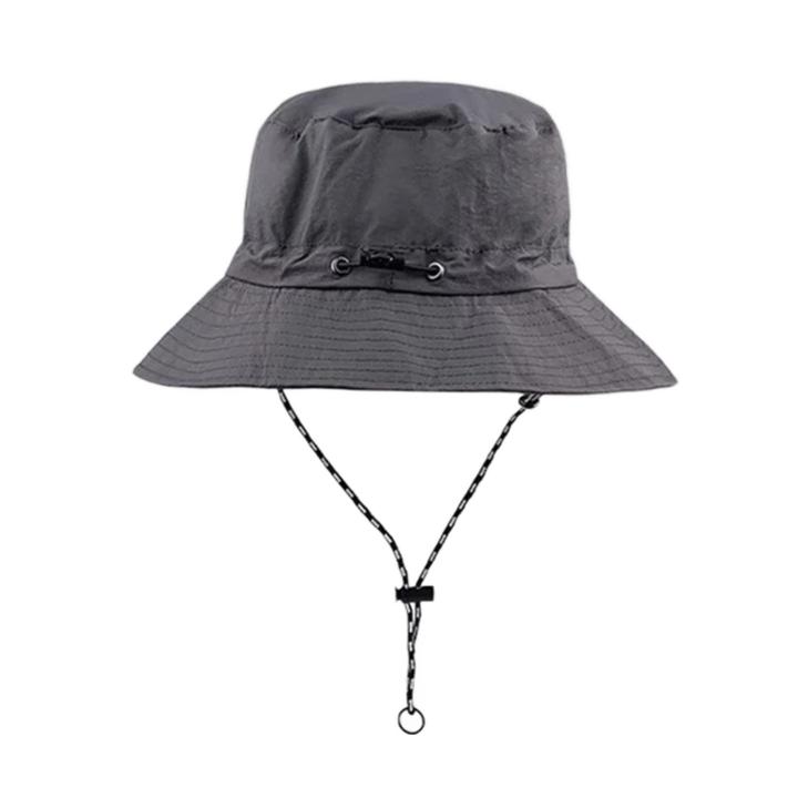 Summer Sun Protection Waterproof Quick Dry Foldable Unisex Bucket Hat Windproof Rope Fisherman Hat for Women Men