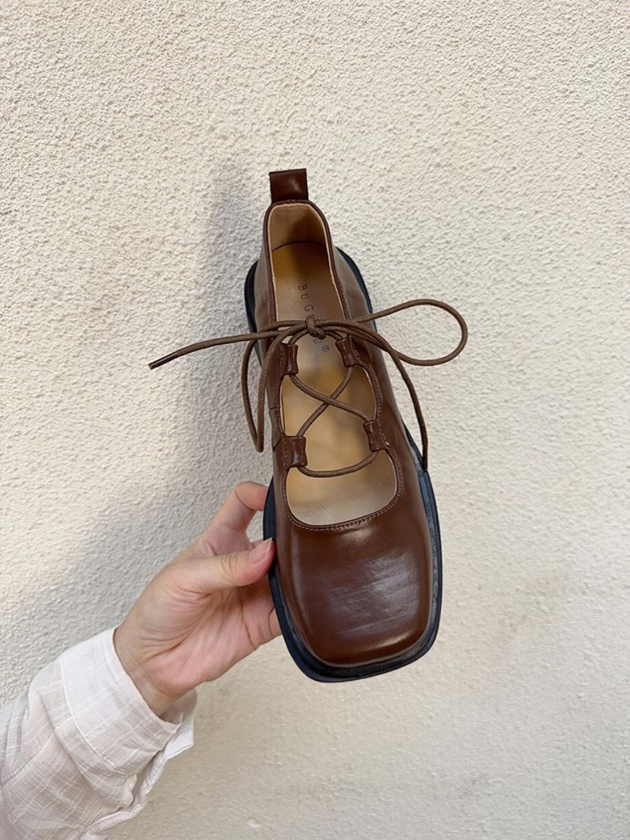 

Новые туфли на шнуровке на платформе мэри джейн женские туфли 2025 женские балетки летние мокасины модные криперы женские лоферы обувь 39 светло-коричневого