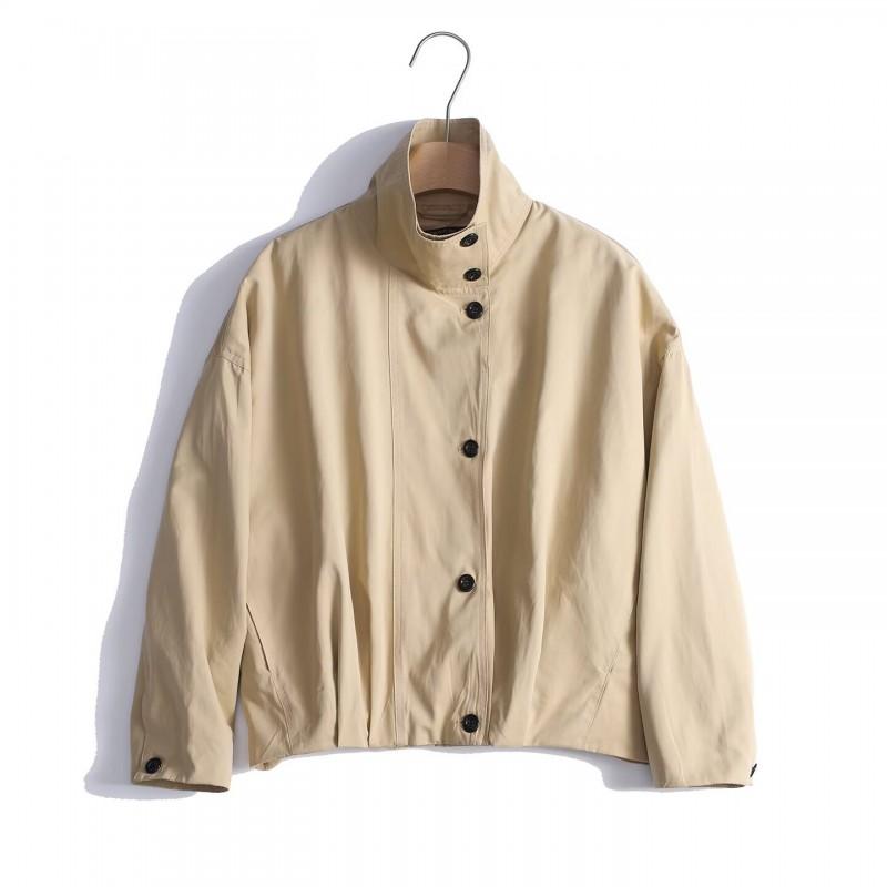 Womens Casual Flight Jacket Loose Pleated Lapel Coat Everyday Wear