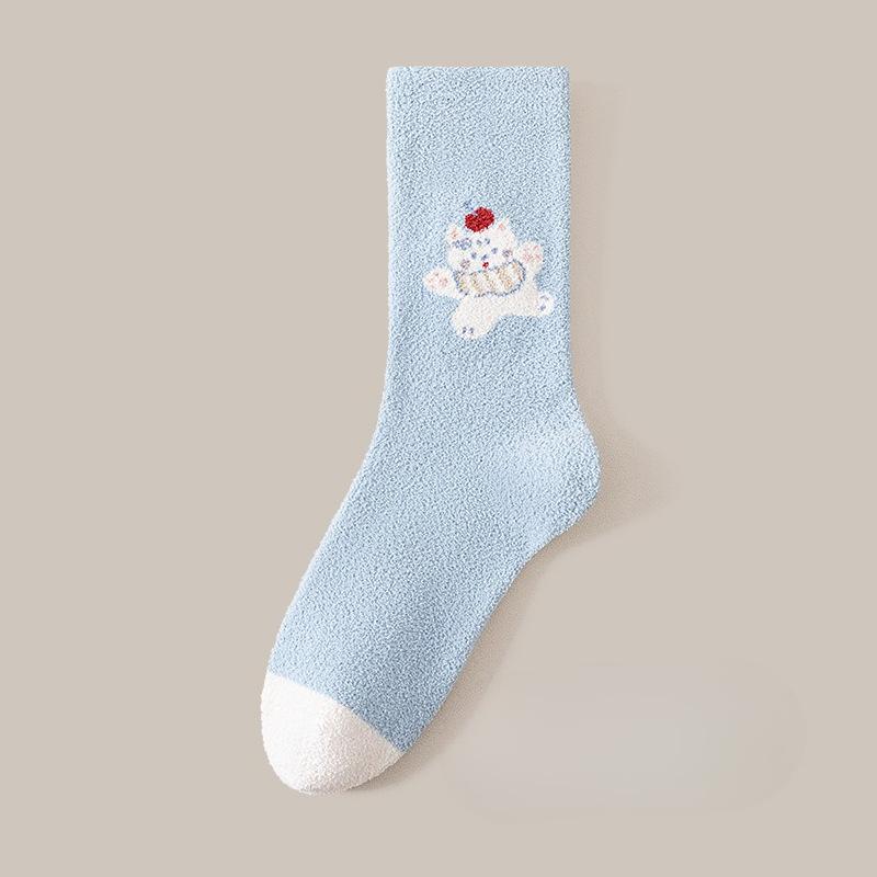 Winter and Autumn Thick and Warm Half-Size Fleece Women's Non-Loose-Material Mid-Calf Stockings Postpartum At-home Maternity Stockings