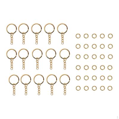 15x 2 Inch/50mm Split Key Rings Chain Parts Connectors Aureate Color Metal Keychain