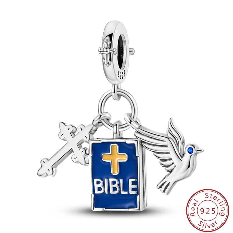 100% Copper Cross Bible Pigeon Wings Sacred Blessings Charms Beads 3Mm Diy Fine Jewelry