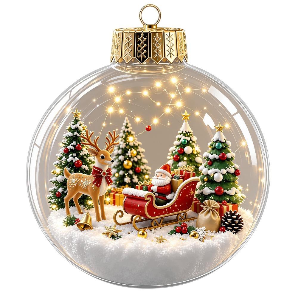 Clear Acrylic Lighted Christmas Ball Ornament Light-Up Tree Hanging Bauble Christmas Tree Decor