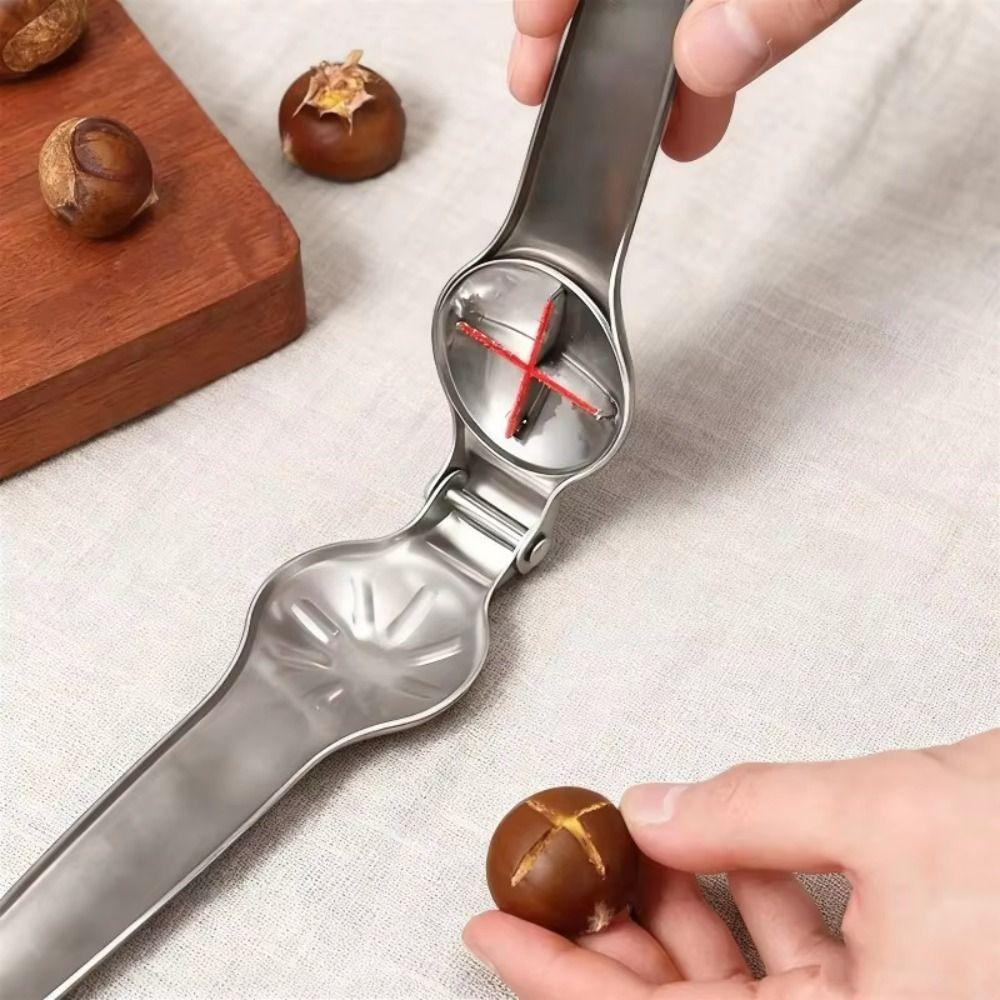 Cutter Function Chestnut Clip Opener Stainless Steel 2 in 1 Kitchen Tool Kitchen Use