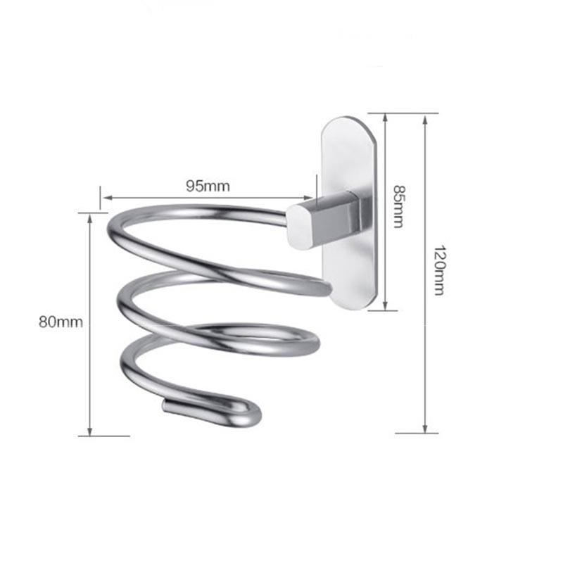Space Aluminum Wall-Mounted Hair Dryer Holder - Punch-Free Bathroom Storage Rack