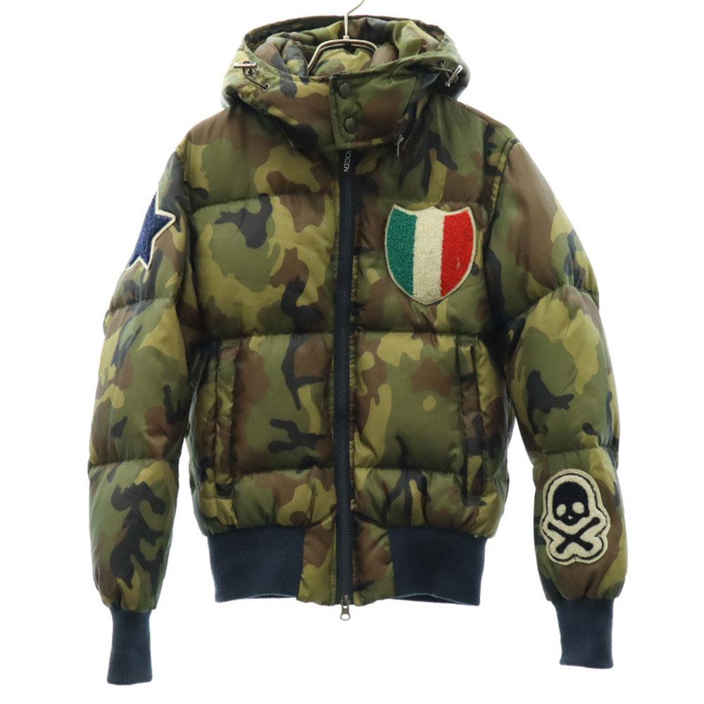 

HYDROGEN камуфляж БРОНЗАЖИ Пуховик M хаки Съемный капюшон Нашивка Мужской Б/у