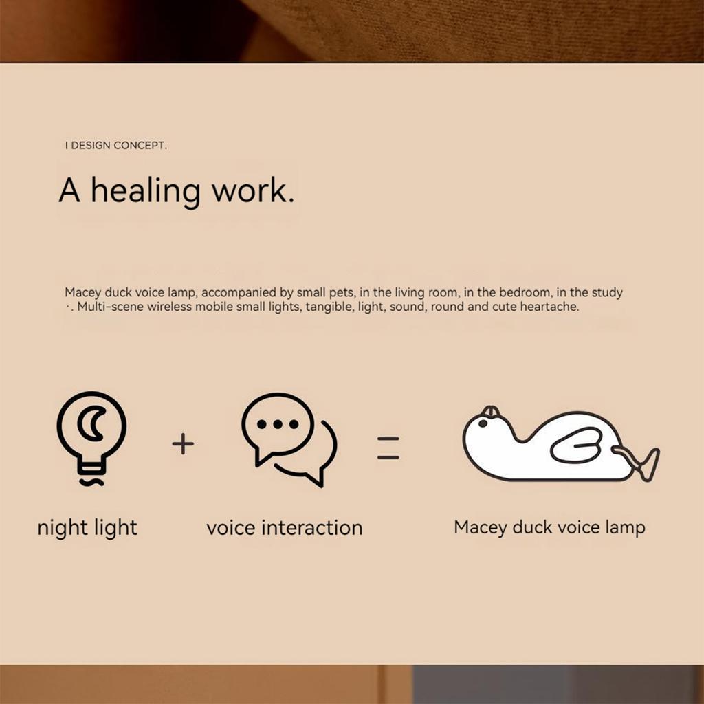 Duck Night Light Warm White Adjustable Brightness Cute Tap Nursery Lamp with Phone Holder and 30 Minute Timer