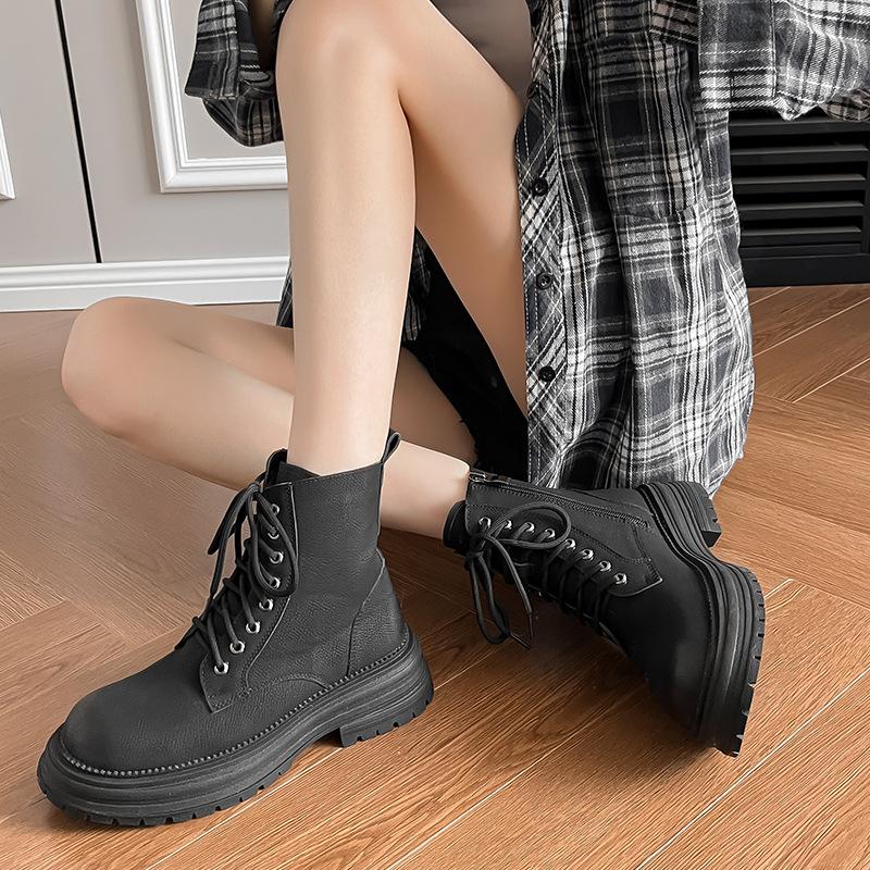 Lace-up Martin boots short boots women's 2025 autumn and winter new British style short boots popular cowboy boots this year
