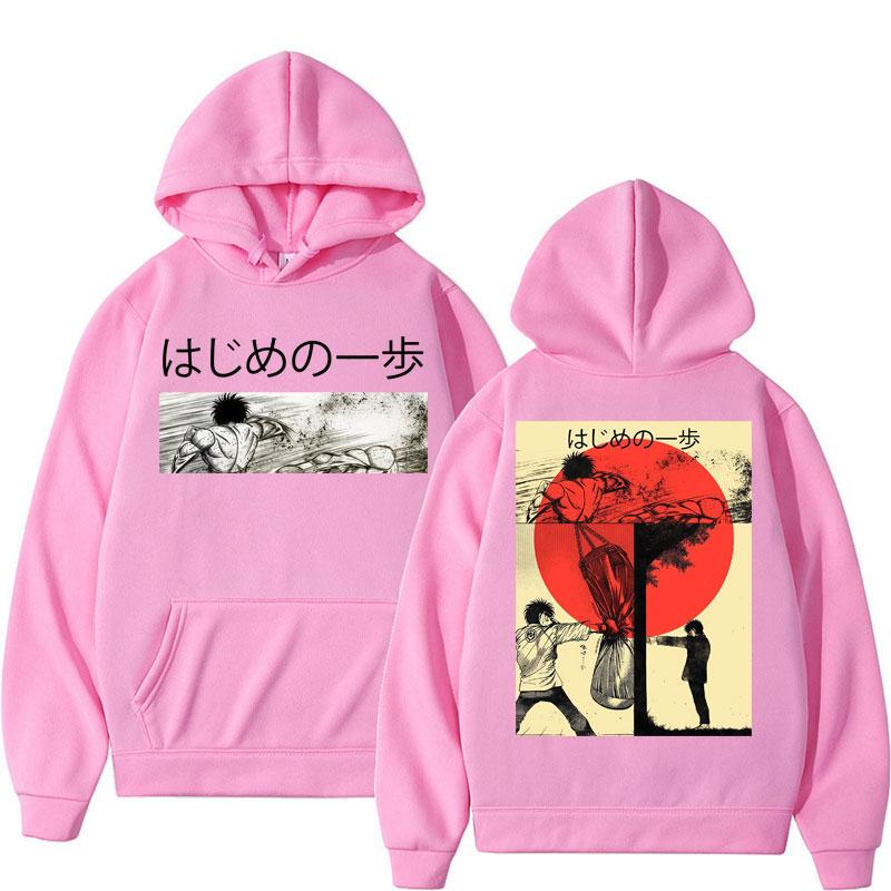 Anime Hajime No Ippo Kamogawa Boxing Gym Hoodies Makunouchi Takamura KGB Sweatshirt Loose Fleece Vintage Long Sleeve