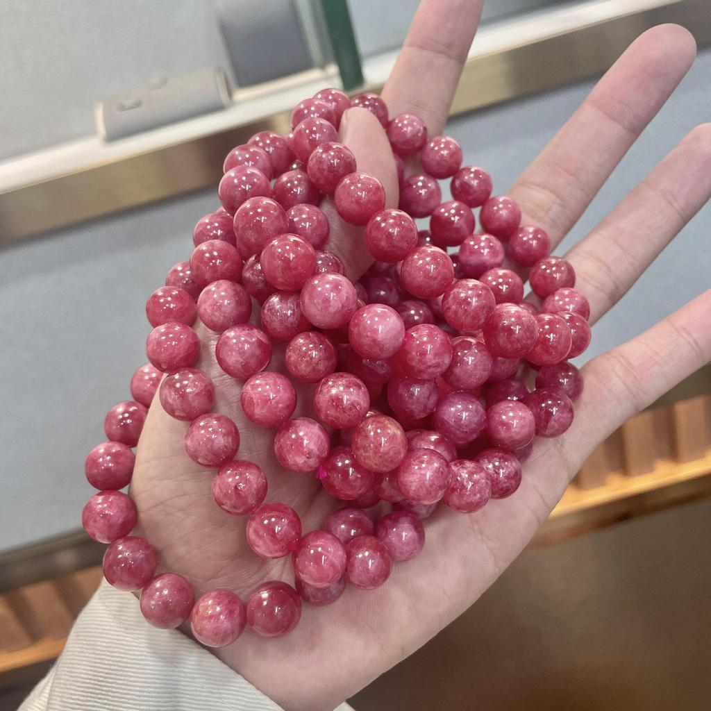 Collectible Jade Brazilian Rose Hui Bracelet Single Ring Beaded Rose Red Natural Crystal Bracelet Women'S Jewelry