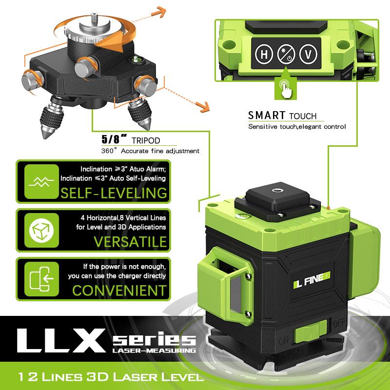 LFINE4D 16-Line 3D12-Line Green Light Laser Level Projector