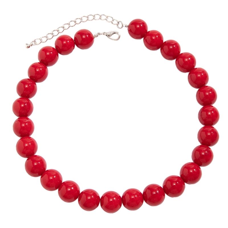 

Stylish Acrylic Beaded Necklace Beads Chain Necklace Handmade Beads Choker Acrylic Material Fashionable Neck Jewelry червоний
