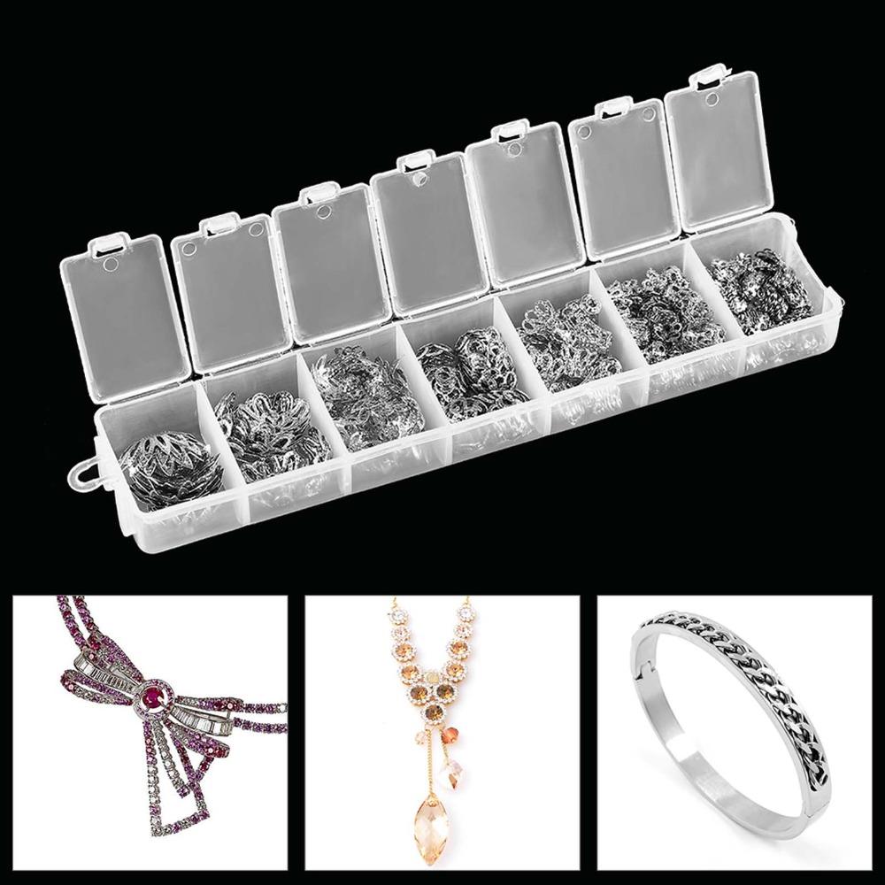 

7 Sizes Spacer Beads Flower Shaped Flower Charms Full Set Metal Accessories Earring Making Silver