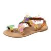 2025 Summer Women Sandals Sweet Boho Bow Decoration Sandals Leather Flat Sandals Plus Size Women Beach Holiday Shoes Zapatos