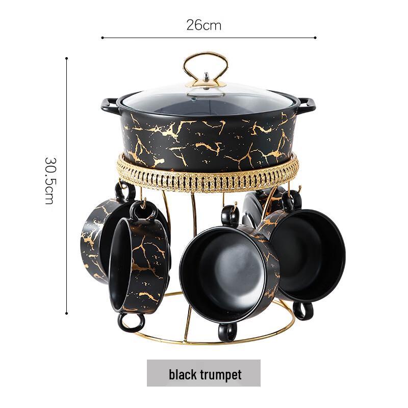 Qianxing Ceramic Pot & Bowl Set with Iron Rack