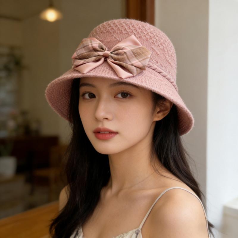 Ladies Sun Hat With Wide Brim And Bow For Summer Beach Vacation