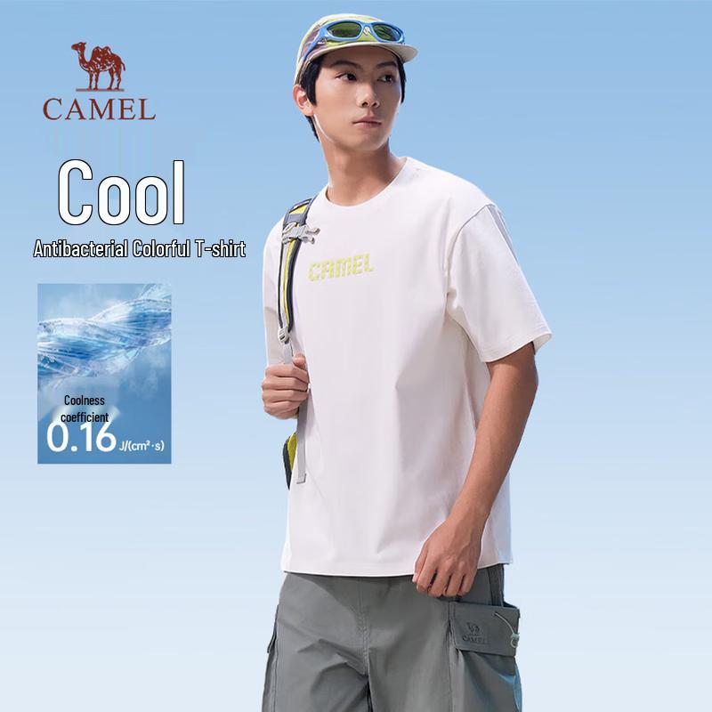 CAMEL Cooling Antibacterial Loose Fit Printed Short-Sleeve Couple s T-Shirt 3XL