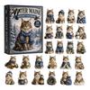 Holiday Decoration for Kids Christmas Cat Advent Calendar 24 Day Countdown with Cute Ornaments Gifts Children 2D Acrylic Kitty Decorations,