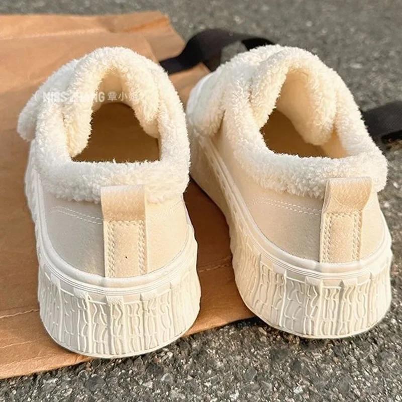 2024 Nye Vinter Damer Pustende Varme Joggesko Hvite Svarte Ullsko Joggesko Casual Løping Plattform Y2K Lolita Skallsko