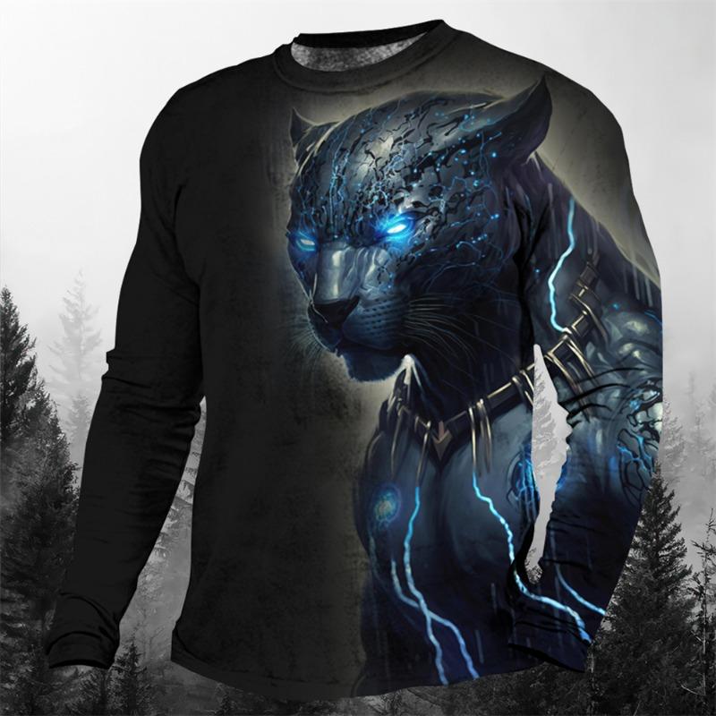 Cool Animal The Leopard 3d Print Summer Men's O-Neck T-shirt Casual Long Sleeve Oversized T Shirt Fashion Pullover Men Clothing