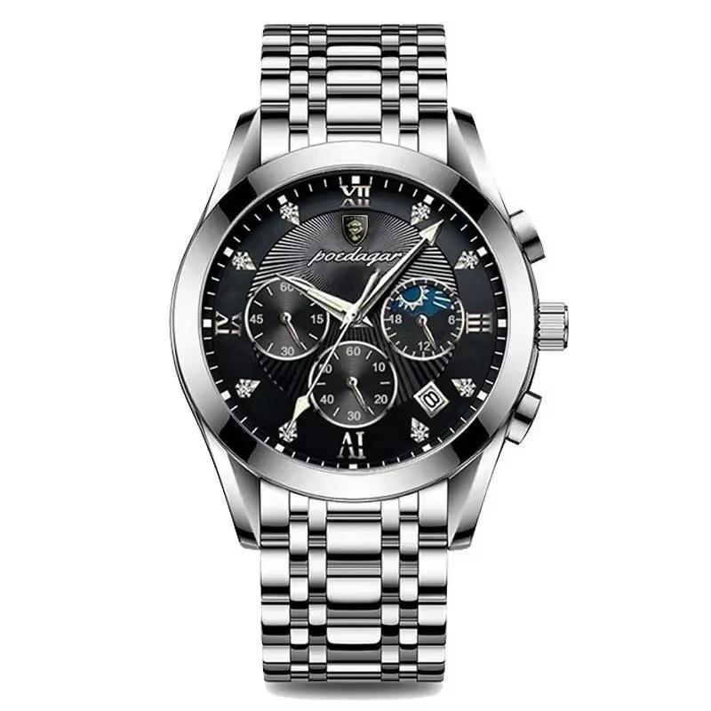 Poedagar 820  Custom Men Quartz Watch Leather & Stainless Steel Strap Sport Business Watch Bulk /ODM Wristwatch