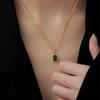 Mode Retro Quadratischer Grüner Zirkon Anhänger Halsketten Für Frauen Charm Halskette Mädchen Hochzeit Verlobung Schmuck Geschenk