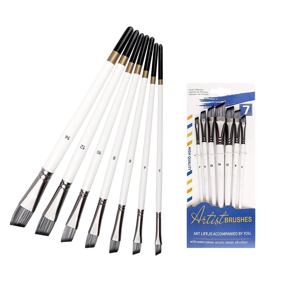 New Oil Painting Brush 7 Pcs Sets Nylon Hair Gun Black Aluminum Tube Student Painting Watercolor Art Paint Brush Art Supplies