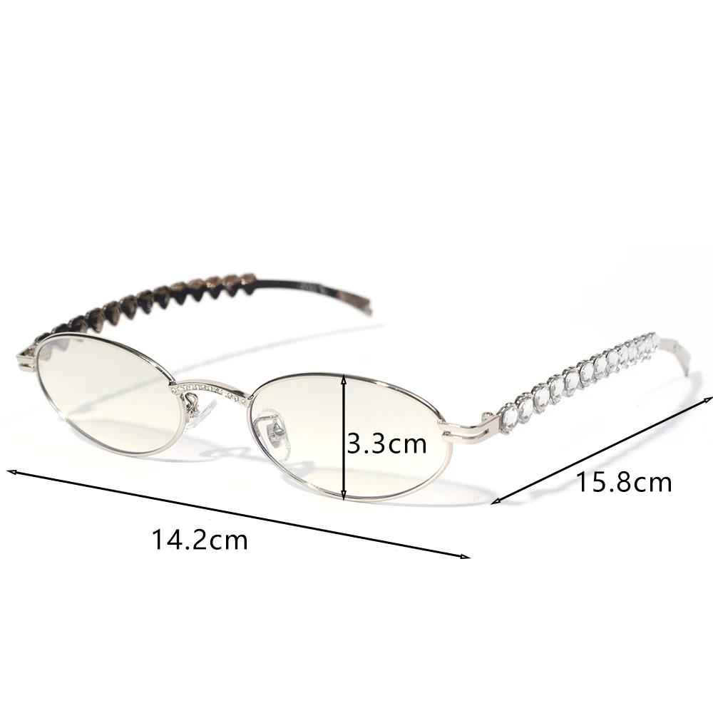 Damen Strass Sonnenbrille Stilvolle Ovale Sonnenbrille Vintage Runde Schwarze Gläser Luxus Bling Diamant Brillen