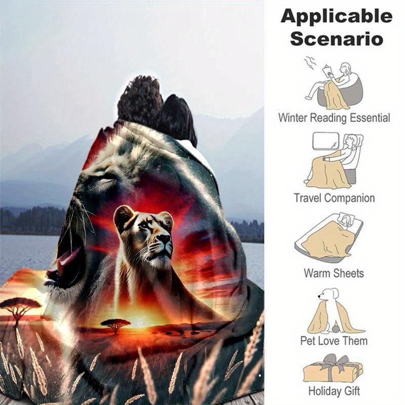 1pc Lion Roar Cartoon Character Decorative Blanket for Room