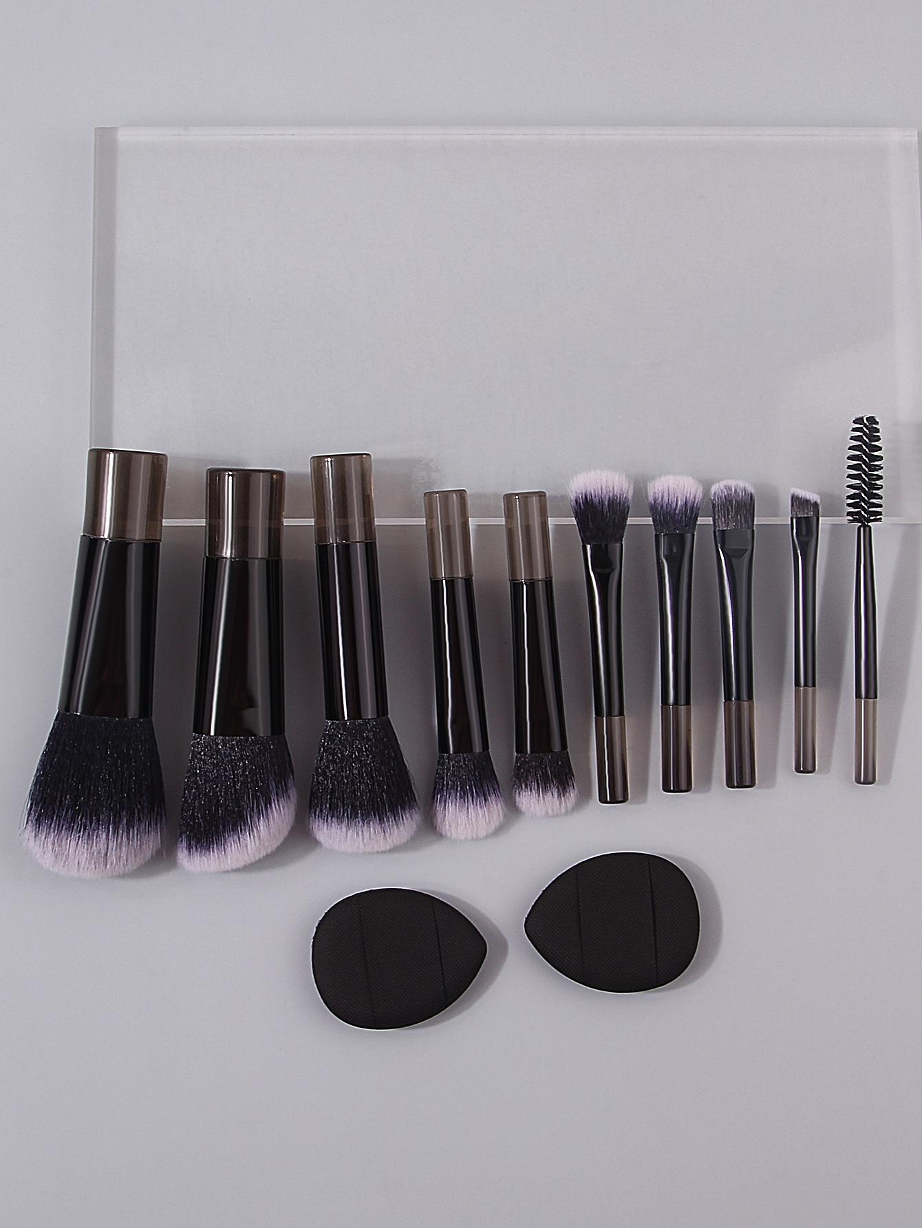 

12 mini makeup brushes set + 2 sponge powder puff soft bristles portable beginner s facial makeup set brush beauty tools