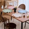 Mehrzweck-Einfarbige Rüschen-Tischsets Runde Baumwollstoff-Servietten Rustikales Tischset für Hochzeitsdekoration Tischdekoration