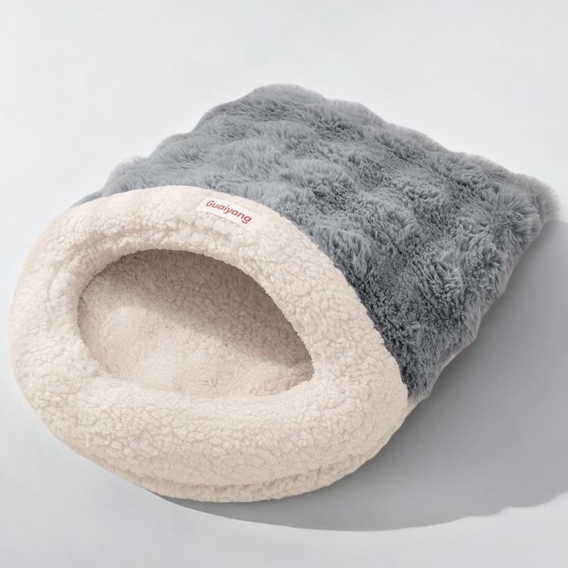 Cozy Semi-Enclosed Cat & Dog Sleeping Bag Bed - Winter & All-Season Use