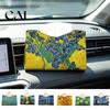 Decorative Paper Dispenser Leather Tissue Box Cover, Foldable Desktop Organizer, Oil Painting Style Napkin Holder Case, Storage Facial Organizer