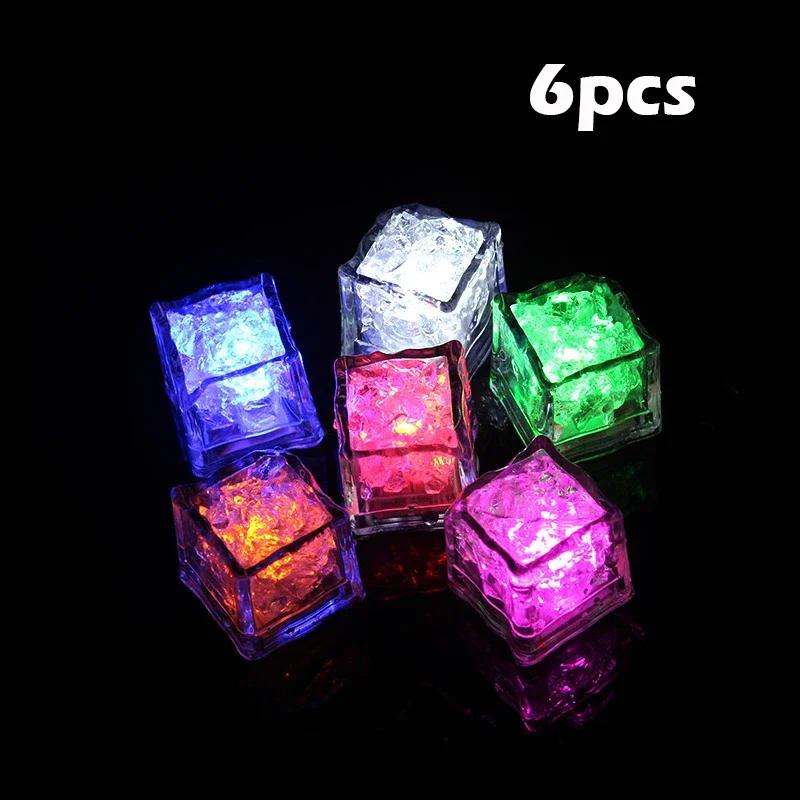 

6Pcs Luminous Led Ice Cubes Kids Bath Toy Colorful Waterproof Glowing Party Supplies Bathtub Light Up Toys Birthday Xmas Gift