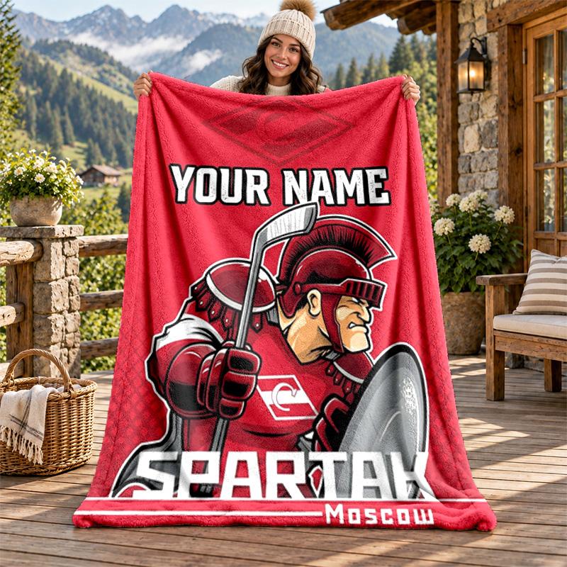 FC Spartak Moscow Custom Name Flannel Blanket Personalized Soft Warm Plush Throw Blanket Customized Gift for Family Friends