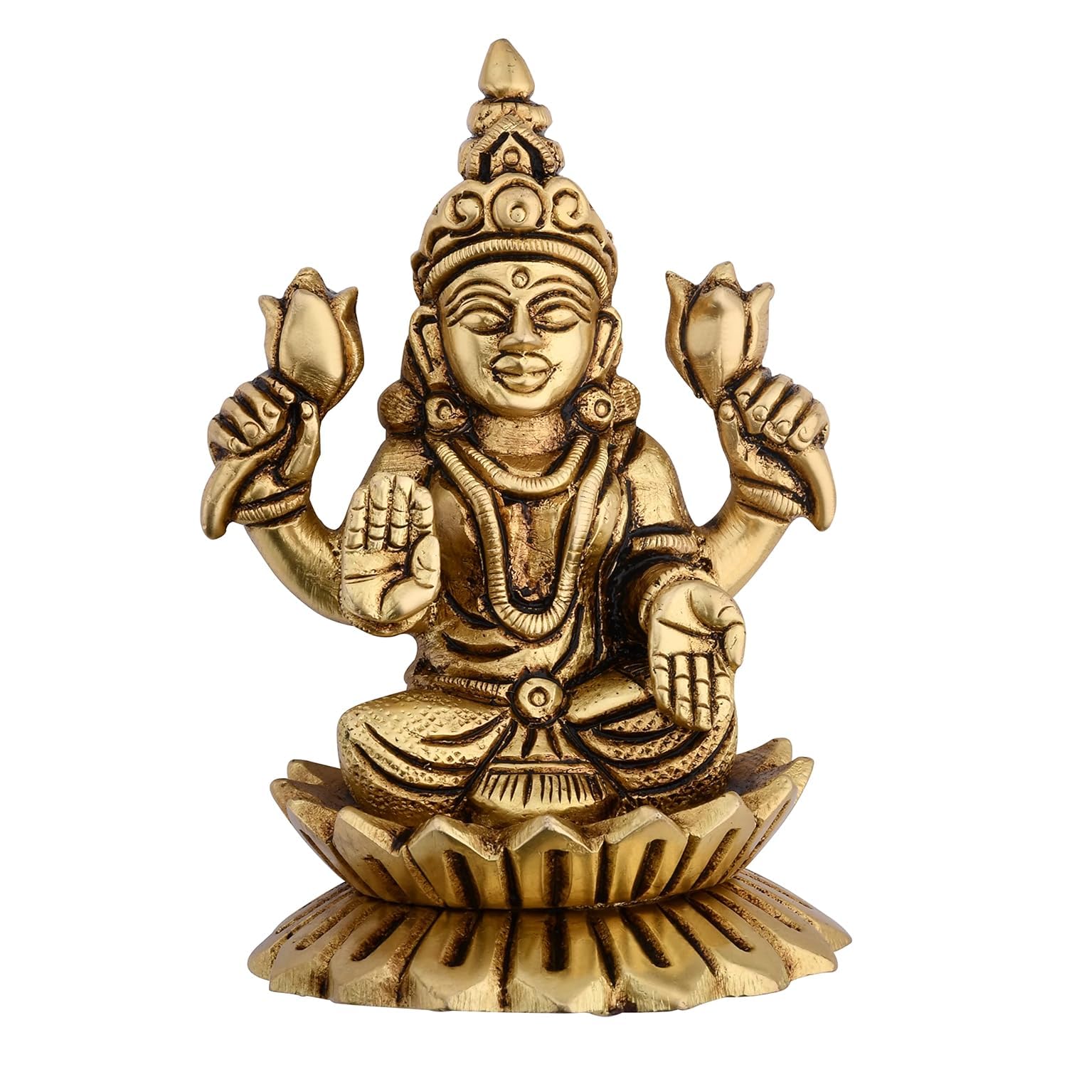 Pure Brass Laxmi Idol, Lakshmi Mata Murti For Home Pooja Decor, Religious Idol
