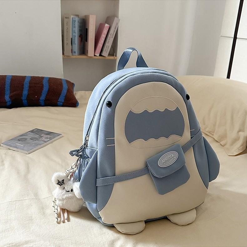 New Cartoon Girl Backpack for Both Men and Women  Large Capacity  Multi Functional  Lightweight and Simple Shark Backpack