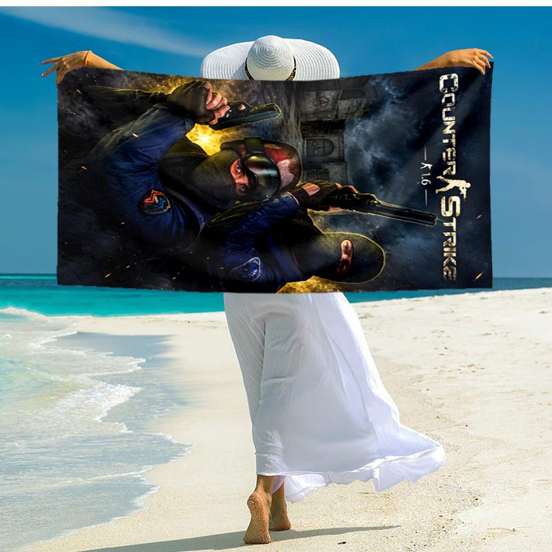 1pc CS Beach Towel, Comfortable and Thick, and Swimming/Bath/Picnic/Camping Towel, Suitable for Seaside Beaches