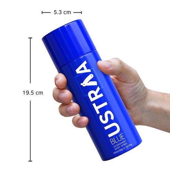 Ustraa Blue Deodorant for Men - 150ml - Cool, Aquatic Fragrance | Boosts Freshness | Fights Bad Odour, Prevents Itching & Irritation