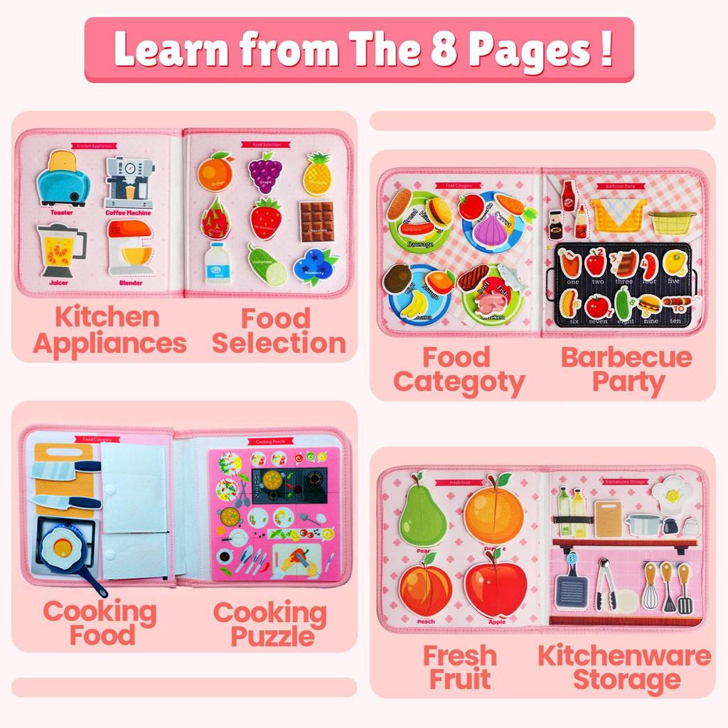 Toys Educational Toys Toddler Busy Board Montessori Busy Book Learning Sensory for Motor Skills Preschool Travel Activitiy Girls