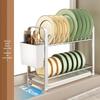 Compact Double-Layer Stainless Steel Dish Rack for Kitchen Countertop