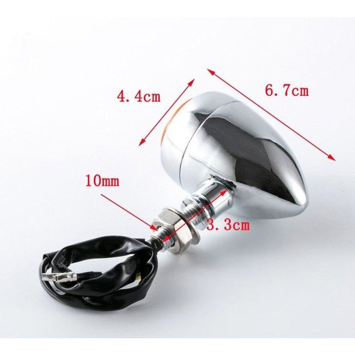 Clignotant LED moto Lumitecs RV369 avec marque E pour chopper jaune chrome