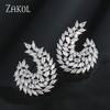 ZAKOL Luxury Marquise Cut Cubic Zirconia C Shape Stud Earrings for Women Wedding Fashion Geometry Jewelry EP2139